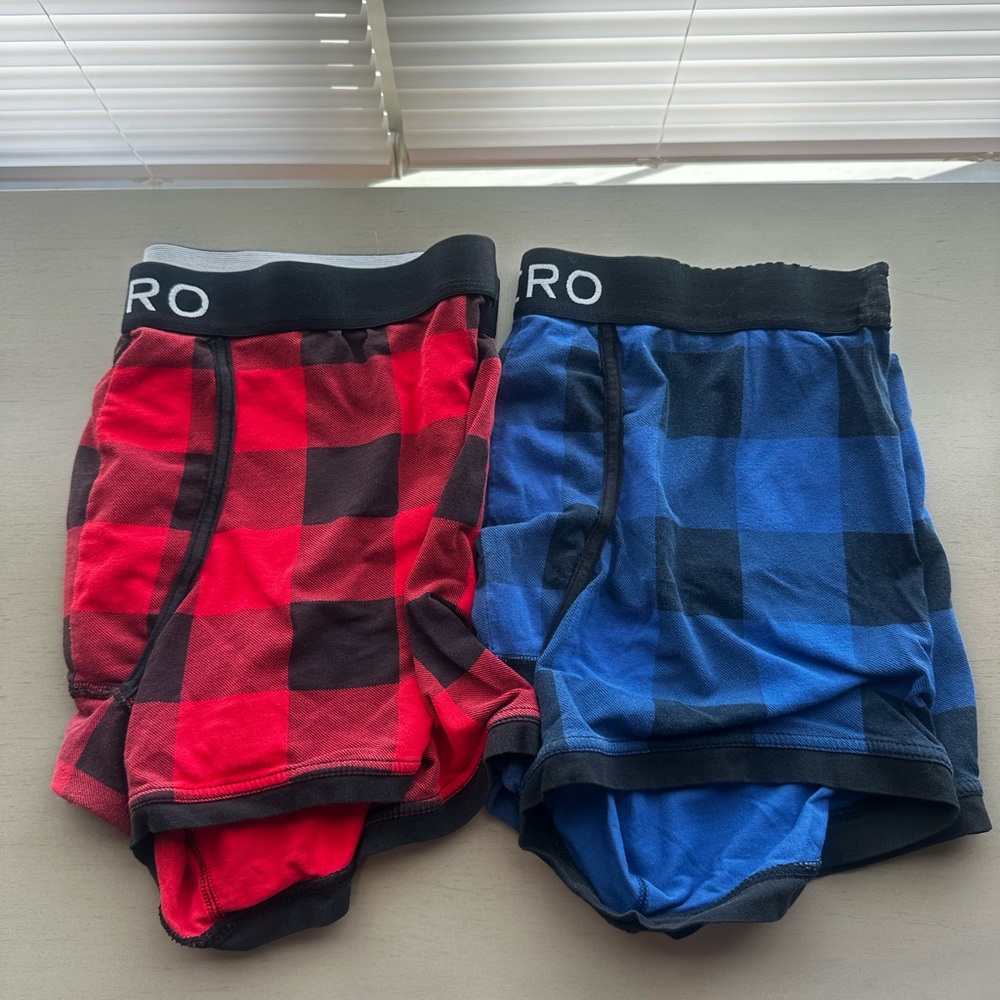 ARO Men's Checkered Boxer Briefs - Red and Blue